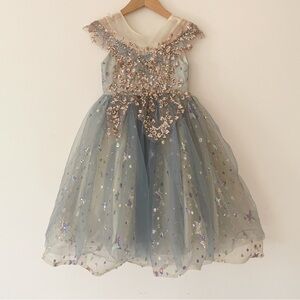Couture Blue Sequin Tulle Dress | Flower Girl Pageant Party Special Occassion